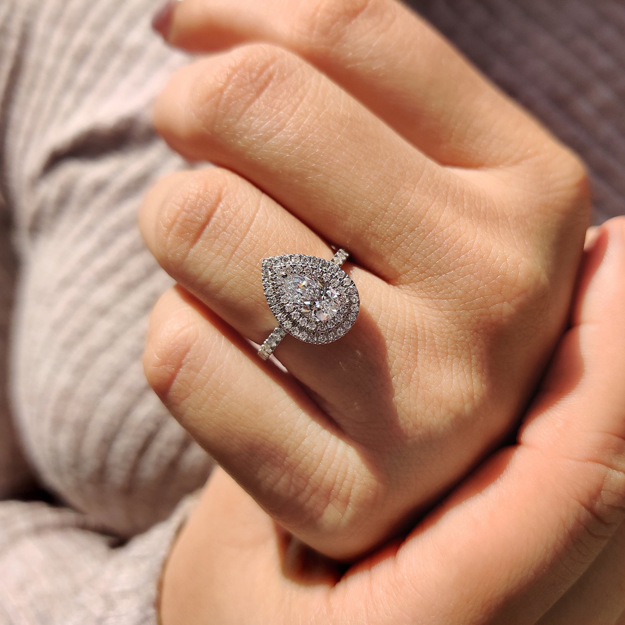 Cushion Hidden Halo Lab Grown Diamond Engagement Ring